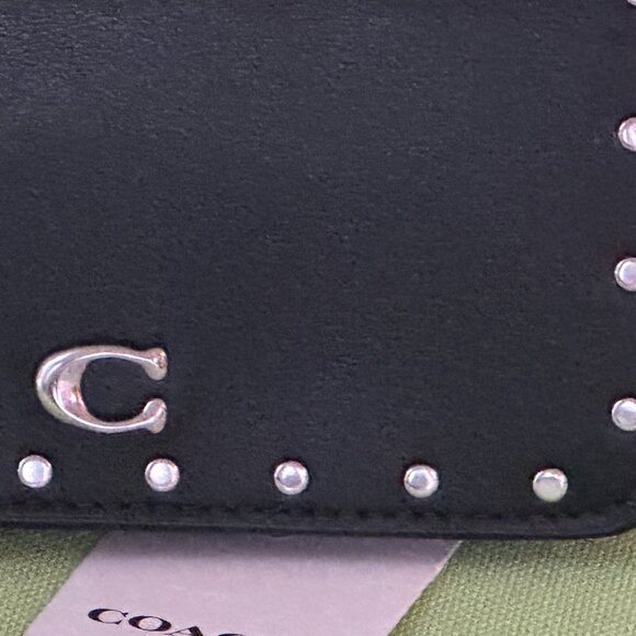COACH SLIM CARD CASE WITH RIVETS:NWT BLACK  CU710 (see note) - Picture 3 of 16